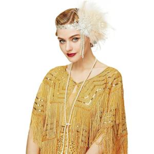imageBABEYOND Gatsby Shawl Wrap for 1920s Evening Party Night Cape for Women Bridal Sequin CapeletGold