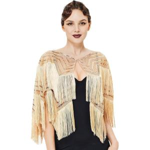 imageBABEYOND Gatsby Shawl Wrap for 1920s Evening Party Night Cape for Women Bridal Sequin CapeletRose Gold