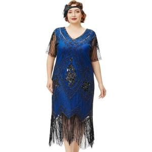 imageBABEYOND Great Gatsby Dresses for Women Plus Size Cocktail Dress 1920s Flapper Costume for WomenBlue Black