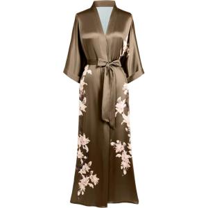 imageBABEYOND Kimono Robe Cover up with Box Long Floral Satin Sleepwear Silky Bathrobe Bachelorette RobeCoffee