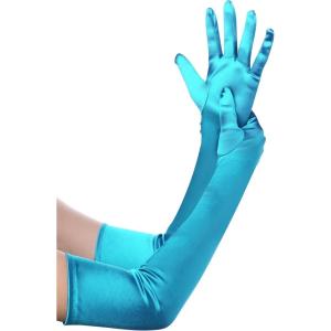 imageBABEYOND Long Opera Party 1920s Satin Tea Party Gloves Costume Stretchy Adult Size Elbow Length Bridal GlovesAquablue