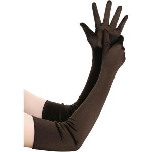 imageBABEYOND Long Opera Party 1920s Satin Tea Party Gloves Costume Stretchy Adult Size Elbow Length Bridal GlovesBrown