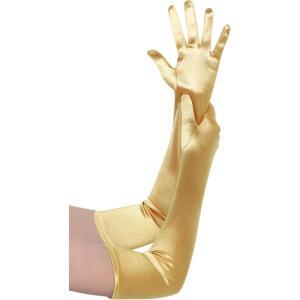 imageBABEYOND Long Opera Party 1920s Satin Tea Party Gloves Costume Stretchy Adult Size Elbow Length Bridal GlovesGold