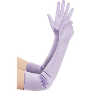 imageBABEYOND Long Opera Party 1920s Satin Tea Party Gloves Costume Stretchy Adult Size Elbow Length Bridal GlovesLight Purple
