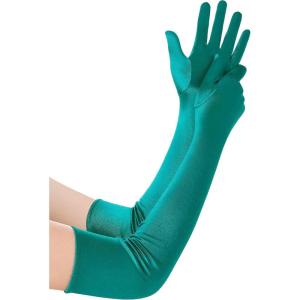 imageBABEYOND Long Opera Party 1920s Satin Tea Party Gloves Costume Stretchy Adult Size Elbow Length Bridal GlovesMalachitegreen