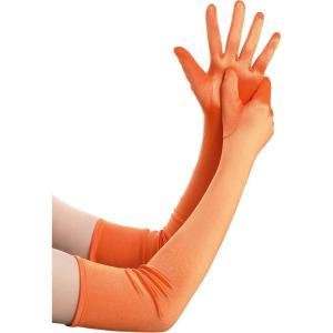 imageBABEYOND Long Opera Party 1920s Satin Tea Party Gloves Costume Stretchy Adult Size Elbow Length Bridal GlovesOrange