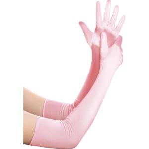 imageBABEYOND Long Opera Party 1920s Satin Tea Party Gloves Costume Stretchy Adult Size Elbow Length Bridal GlovesPink