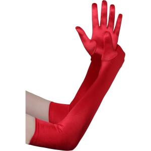 imageBABEYOND Long Opera Party 1920s Satin Tea Party Gloves Costume Stretchy Adult Size Elbow Length Bridal GlovesRed