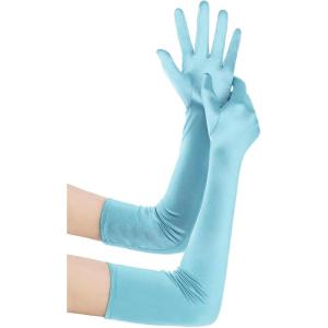 imageBABEYOND Long Opera Party 1920s Satin Tea Party Gloves Costume Stretchy Adult Size Elbow Length Bridal GlovesSky Blue