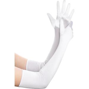 imageBABEYOND Long Opera Party 1920s Satin Tea Party Gloves Costume Stretchy Adult Size Elbow Length Bridal GlovesWhite