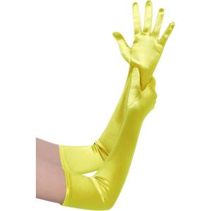 imageBABEYOND Long Opera Party 1920s Satin Tea Party Gloves Costume Stretchy Adult Size Elbow Length Bridal GlovesYellow