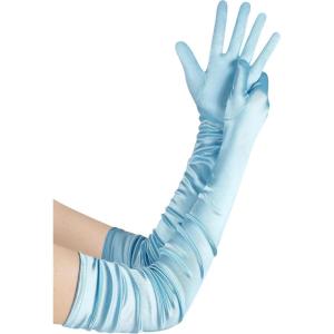imageBABEYOND Long Opera Party 1920s Satin Tea Party Gloves Costume Stretchy Adult Size Upper Arm Length 27 quotBaby Blue
