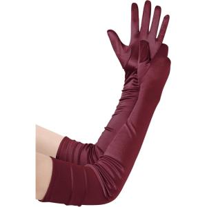 imageBABEYOND Long Opera Party 1920s Satin Tea Party Gloves Costume Stretchy Adult Size Upper Arm Length 27 quotDark Red