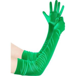 imageBABEYOND Long Opera Party 1920s Satin Tea Party Gloves Costume Stretchy Adult Size Upper Arm Length 27 quotGreen