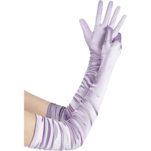 imageBABEYOND Long Opera Party 1920s Satin Tea Party Gloves Costume Stretchy Adult Size Upper Arm Length 27 quotLight Purple