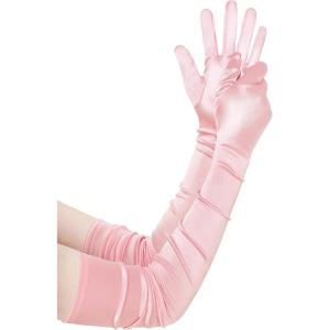 imageBABEYOND Long Opera Party 1920s Satin Tea Party Gloves Costume Stretchy Adult Size Upper Arm Length 27 quotPink
