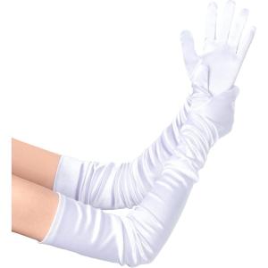 imageBABEYOND Long Opera Party 1920s Satin Tea Party Gloves Costume Stretchy Adult Size Upper Arm Length 27 quotWhite