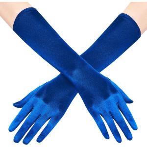 imageBABEYOND Long Opera Party 20s Satin Gloves Stretchy Adult Size Elbow Length 15 InchesBlue