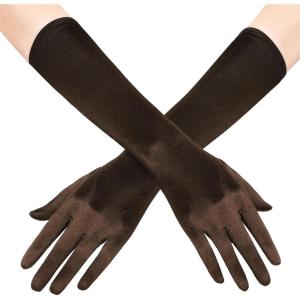 imageBABEYOND Long Opera Party 20s Satin Gloves Stretchy Adult Size Elbow Length 15 InchesBrown