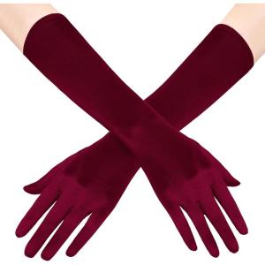 imageBABEYOND Long Opera Party 20s Satin Gloves Stretchy Adult Size Elbow Length 15 InchesDark Red