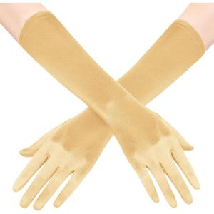 imageBABEYOND Long Opera Party 20s Satin Gloves Stretchy Adult Size Elbow Length 15 InchesGold