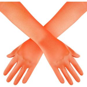 imageBABEYOND Long Opera Party 20s Satin Gloves Stretchy Adult Size Elbow Length 15 InchesOrange