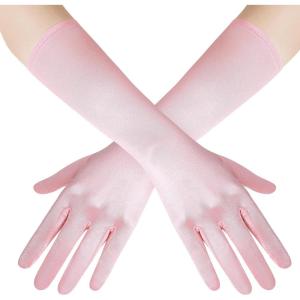 imageBABEYOND Long Opera Party 20s Satin Gloves Stretchy Adult Size Elbow Length 15 InchesPink