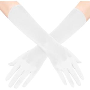 imageBABEYOND Long Opera Party 20s Satin Gloves Stretchy Adult Size Elbow Length 15 InchesWhite
