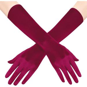 imageBABEYOND Long Opera Party 20s Satin Gloves Stretchy Adult Size Elbow Length 15 InchesWine Red