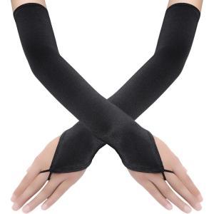 imageBABEYOND Long Opera Party 20s Satin Gloves Stretchy Adult Size Elbow LengthBlack