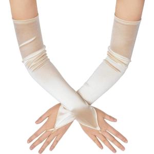 imageBABEYOND Long Opera Party 20s Satin Gloves Stretchy Adult Size Elbow LengthChampagne