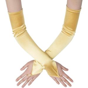 imageBABEYOND Long Opera Party 20s Satin Gloves Stretchy Adult Size Elbow LengthGold