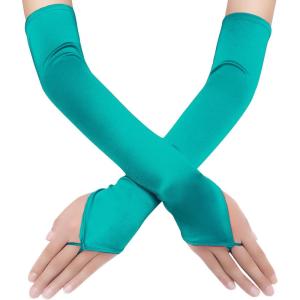 imageBABEYOND Long Opera Party 20s Satin Gloves Stretchy Adult Size Elbow LengthHole Green