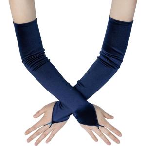 imageBABEYOND Long Opera Party 20s Satin Gloves Stretchy Adult Size Elbow LengthNavy Blue