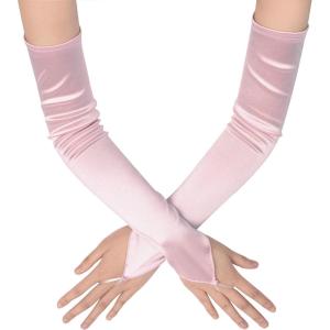 imageBABEYOND Long Opera Party 20s Satin Gloves Stretchy Adult Size Elbow LengthPink