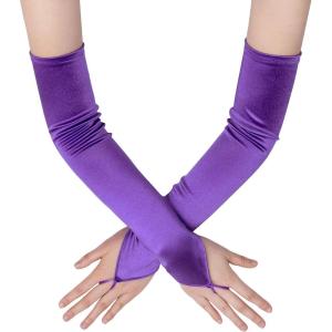 imageBABEYOND Long Opera Party 20s Satin Gloves Stretchy Adult Size Elbow LengthPurple