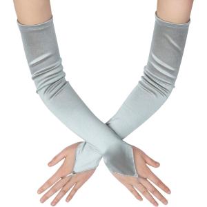 imageBABEYOND Long Opera Party 20s Satin Gloves Stretchy Adult Size Elbow LengthSilver