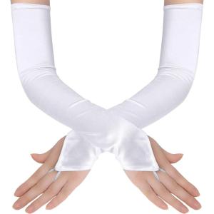 imageBABEYOND Long Opera Party 20s Satin Gloves Stretchy Adult Size Elbow LengthWhite