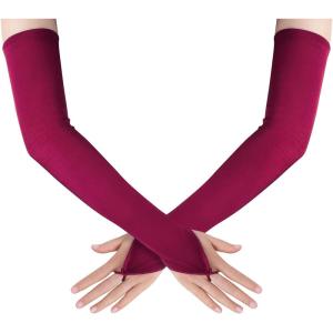 imageBABEYOND Long Opera Party 20s Satin Gloves Stretchy Adult Size Elbow LengthWine Red