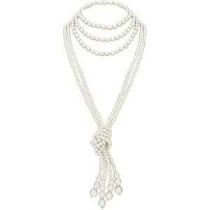 imageBABEYOND Long Pearl Necklace Faux Pearls Necklace Beaded Long Pearls Necklace 1920s Gatsby Costume JewelryWhite