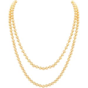 imageBABEYOND Long Pearl Necklace Faux Pearls Necklace Set Beaded Long Pearls Necklace 1920s Gatsby Costume JewelryGold