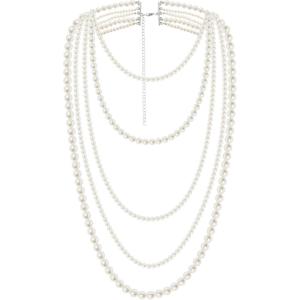 imageBABEYOND Long Pearl Necklace Faux Pearls Necklace Set Beaded Long Pearls Necklace 1920s Gatsby Costume JewelryLayered