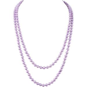 imageBABEYOND Long Pearl Necklace Faux Pearls Necklace Set Beaded Long Pearls Necklace 1920s Gatsby Costume JewelryPurple