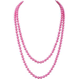 imageBABEYOND Long Pearl Necklace Faux Pearls Necklace Set Beaded Long Pearls Necklace 1920s Gatsby Costume JewelryRose red