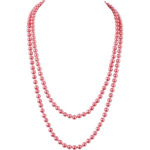 imageBABEYOND Long Pearl Necklace Faux Pearls Necklace Set Beaded Long Pearls Necklace 1920s Gatsby Costume JewelryWine red