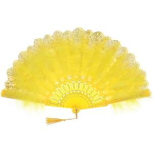 imageBABEYOND Marabou Feather Fan 20s Vintage Folding Fan Flapper Hand Fan for Costume DancingYellow