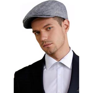 imageBABEYOND Mens Flat Cap Newsboy Hats Herringbone Tweed Cabbie Hats for Men 1920s Ivy Irish Driving Hats Gatsby HatGray