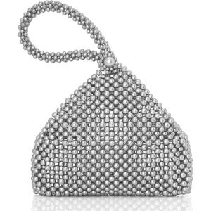 imageBABEYOND Pearl Clutch Purse Evening Bags for Women Elegant Triangle Purse for Wedding Bride Party PromPearlgrey