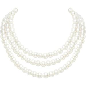 imageBABEYOND Round Imitation Pearl Necklace Vintage Multi Strands Necklace 20s Flapper Necklace for PartyPearl10mm