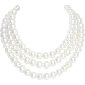 imageBABEYOND Round Imitation Pearl Necklace Vintage Multi Strands Necklace 20s Flapper Necklace for PartyPearl12mm